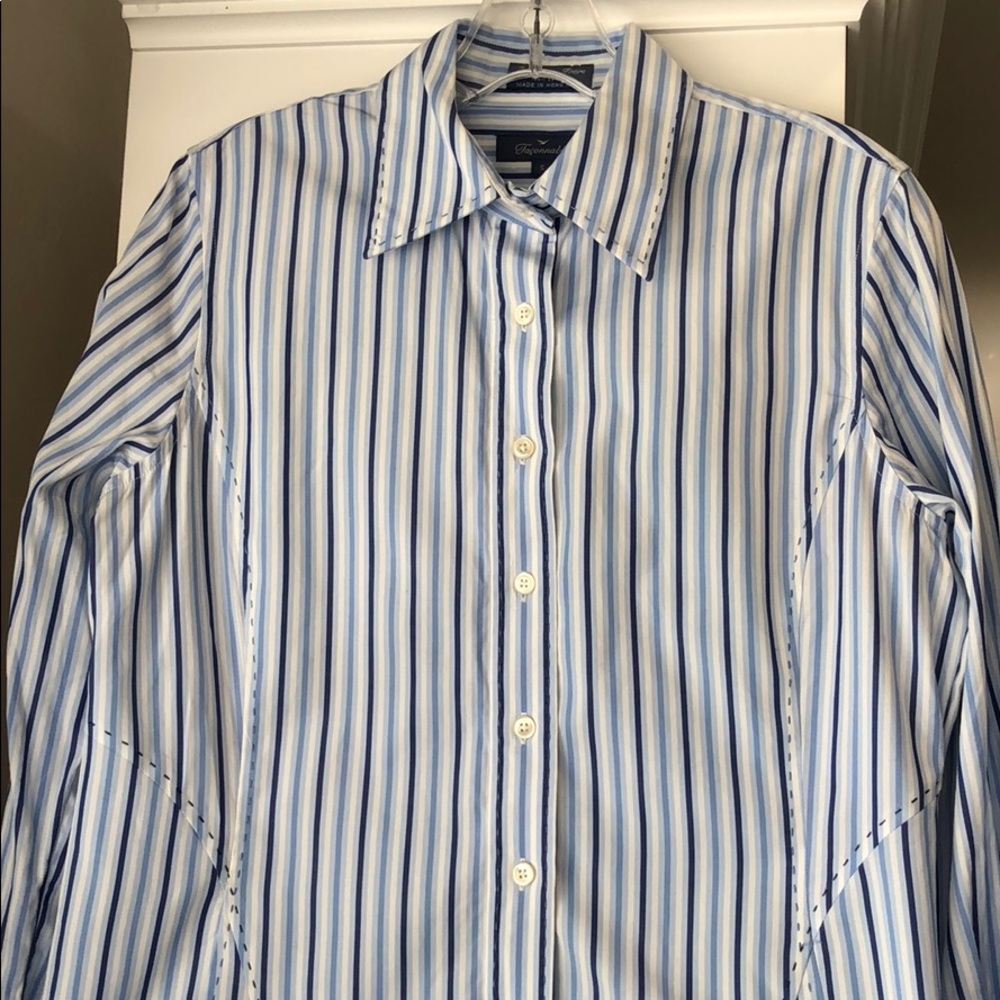 Faconnable Blue Striped Button Down - Picture 2 of 8